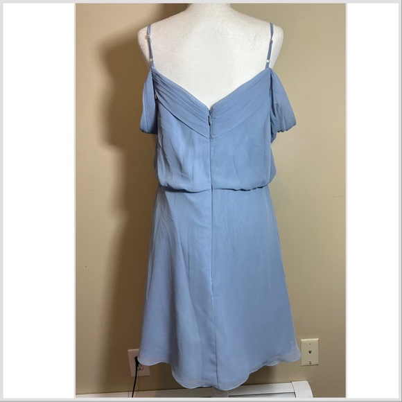 Azazie Dusty Blue Chiffon Dress w Draping - Picture 2 of 7
